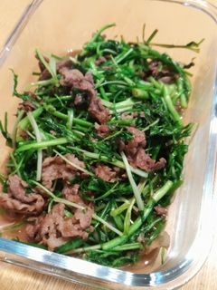 牛肉とセリと水菜の甘辛炒め-レシピのメイン写真