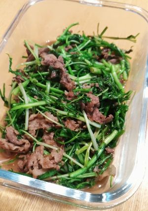 牛肉とセリと水菜の甘辛炒め-レシピのメイン写真