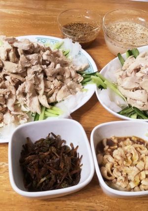 棒棒鶏、鶏皮ポン酢、中華スープSet-レシピのメイン写真
