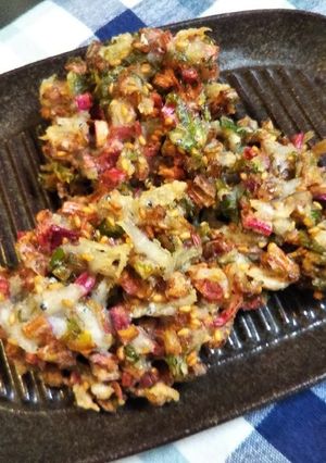 かぶの葉としらすといりごまの米粉かき揚げ-レシピのメイン写真