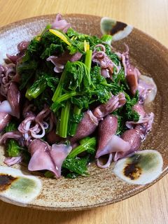 簡単一品★ホタルイカとわさび菜のお浸し-レシピのメイン写真