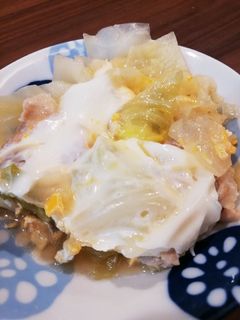 材料3つ☆豚肉とキャベツの卵とじ-レシピのメイン写真