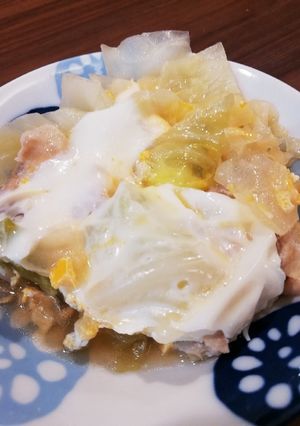 材料３つ☆豚肉とキャベツの卵とじ-レシピのメイン写真