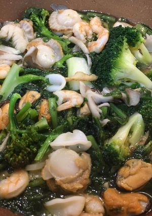 簡単フライパンで☆魚介と野菜のアヒージョ-レシピのメイン写真