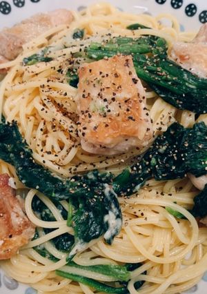 鶏肉とほうれん草のチーズクリームパスタ-レシピのメイン写真