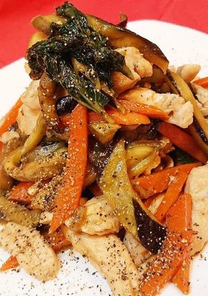 明日葉と鶏ささみの中華風炒め-レシピのメイン写真