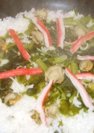 菜の花と帆立缶のパエリア風-レシピのメイン写真