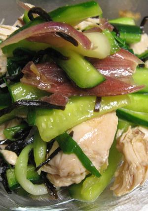 鶏と香味野菜の塩こぶサラダ＆スープ-レシピのメイン写真