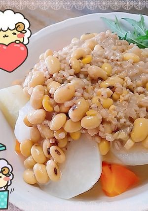 マクロビ☆煮しめの豆乳そぼろあんかけ-レシピのメイン写真
