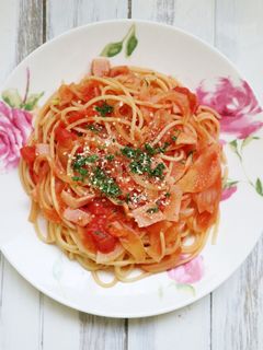 簡単に作れるランチレシピ♪トマトパスタ-レシピのメイン写真