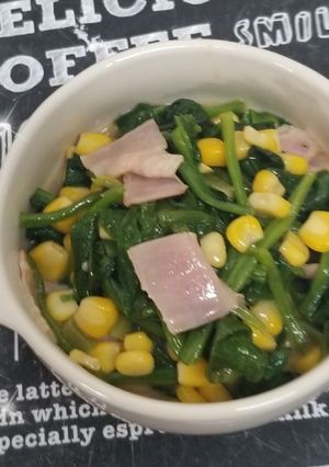 ほうれん草のベーコン コーンのバター炒め-レシピのメイン写真