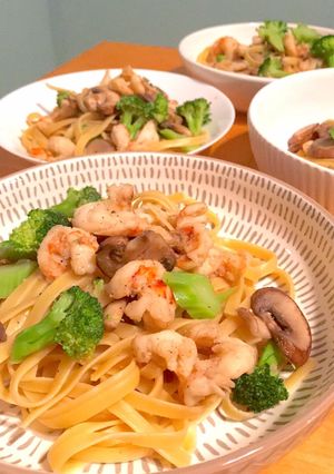 【免疫力強化】エビとマッシュルームパスタ-レシピのメイン写真