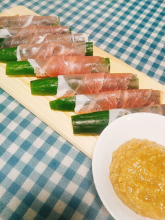 きゅうりと生ハムのにんにく味噌おつまみ-レシピのメイン写真