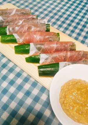 きゅうりと生ハムのにんにく味噌おつまみ-レシピのメイン写真