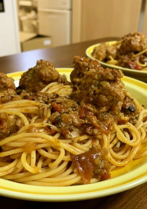 ミートボールミートソーススパゲッティー-レシピのメイン写真