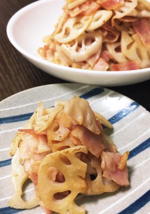 材料2つ！超簡単 蓮根とベーコンの炒め物-レシピのメイン写真