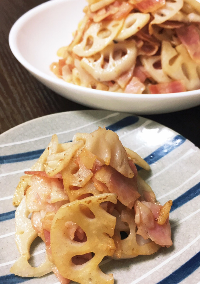 材料2つ！超簡単 蓮根とベーコンの炒め物-レシピのメイン写真