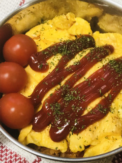 丼弁当●野菜ミックスであとのせオムライス-レシピのメイン写真