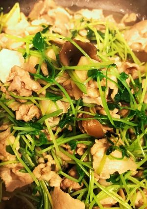 簡単☆豚バラと豆苗の簡ポン酢炒め-レシピのメイン写真
