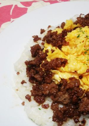 ナスと玉ねぎのバター香るそぼろランチ♪-レシピのメイン写真