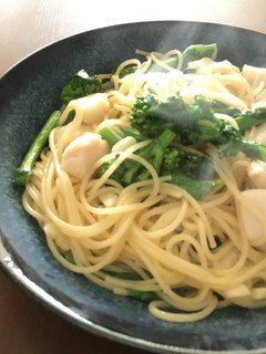 菜の花とホタテ貝柱のペペロンチーノ-レシピのメイン写真