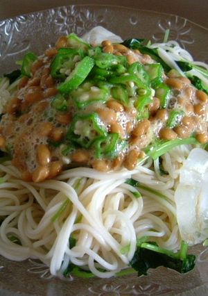 ネバネバ～オクラと納豆乗せそうめん-レシピのメイン写真