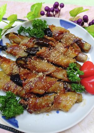 茄子の豚肉ロール焼き-レシピのメイン写真
