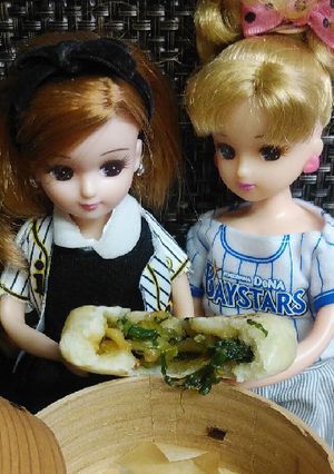 リカちゃん♡野球シリーズ小松菜かんこ焼き-レシピのメイン写真