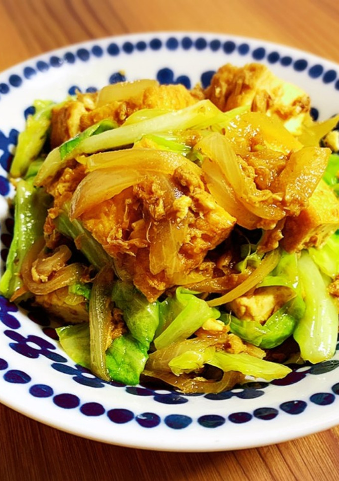 キャベツと厚揚げのカレー醤油炒め-レシピのメイン写真