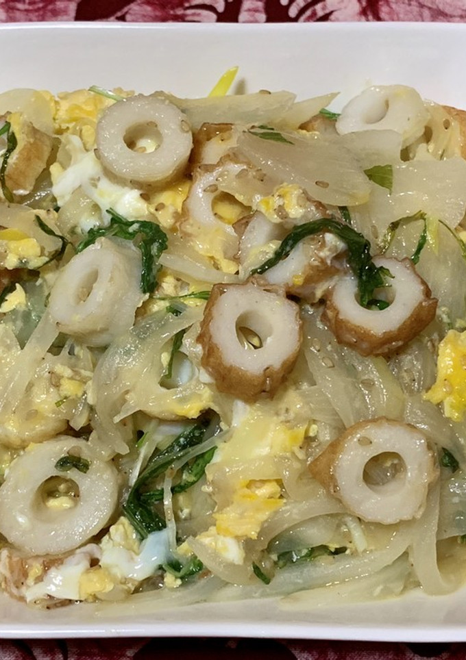 玉葱・水菜・ちくわの卵とじ-レシピのメイン写真