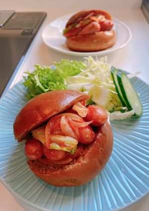 ソーセージ柚子胡椒とケチャップ炒めサンド-レシピのメイン写真