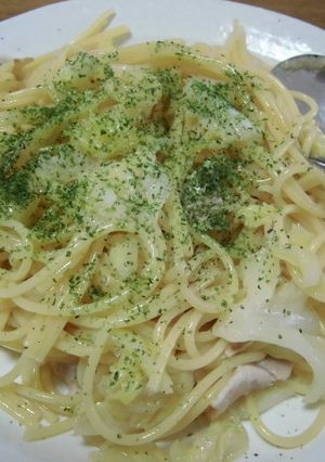 レンジDEパスタ：ベーコンとキャベツ-レシピのメイン写真