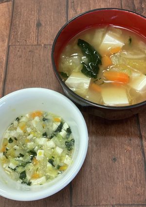 【離乳食７か月～】みそ汁から作るとろみ煮-レシピのメイン写真