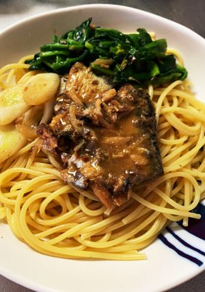 イワシの味噌煮×和風パスタ-レシピのメイン写真