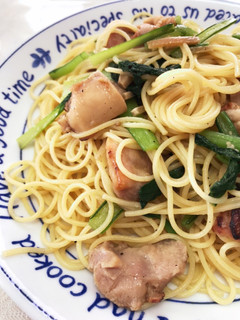 カンタン♬焼き鳥と小松菜の和風パスタ-レシピのメイン写真