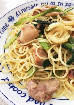 カンタン♬焼き鳥と小松菜の和風パスタ-レシピのメイン写真