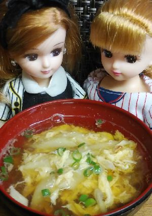リカちゃん♡野球シリ*うどの卵とじ味噌汁-レシピのメイン写真