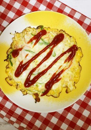 簡単！ハムキャベツの卵ピザ風-レシピのメイン写真