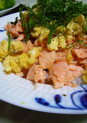 焼き鮭と卵そぼろの親子丼♪-レシピのメイン写真
