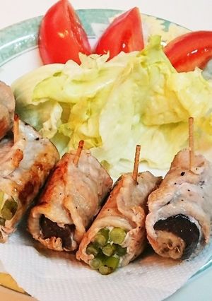 茄子とニンニクの芽の豚ロース巻きサラダ-レシピのメイン写真