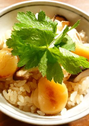 魚醤チョイ干し炙りホタテの炊き込みご飯-レシピのメイン写真