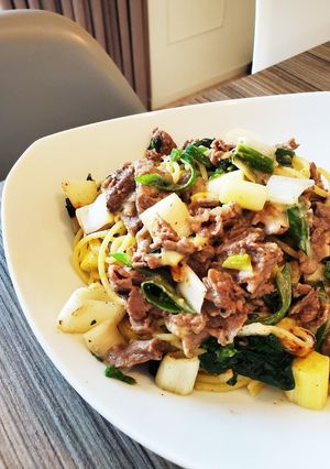 牛肉とネギのバターソースパスタ-レシピのメイン写真