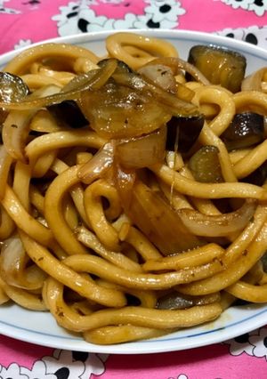おうちパスタジェノベーゼ茄子玉葱焼うどん-レシピのメイン写真