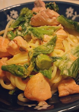 鮭と菜の花のクリームパスタ。-レシピのメイン写真