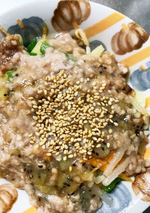 レンジキウイオイスターひき肉のせドーム蒸-レシピのメイン写真