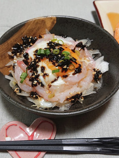 甘エビとオニオンスライスのユッケ風-レシピのメイン写真