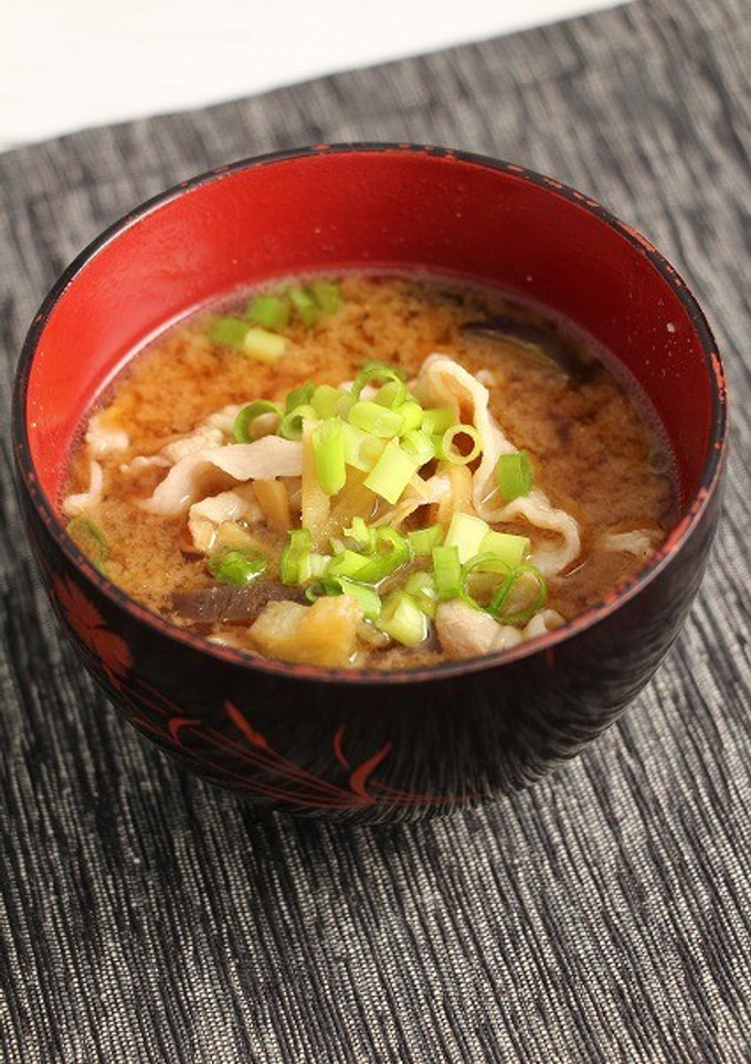 簡単！茄子と豚生姜のお味噌汁-レシピのメイン写真