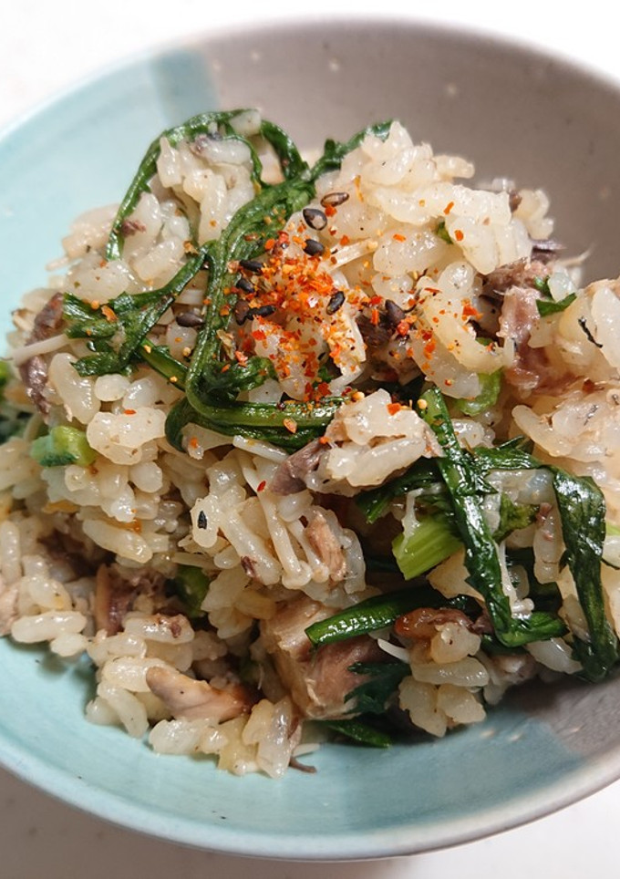 春菊とさば缶の炊き込みご飯-レシピのメイン写真