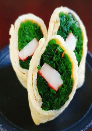 ほうれん草とカニかまの薄焼き卵巻き-レシピのメイン写真