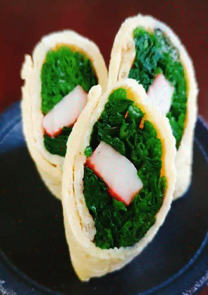 ほうれん草とカニかまの薄焼き卵巻き-レシピのメイン写真